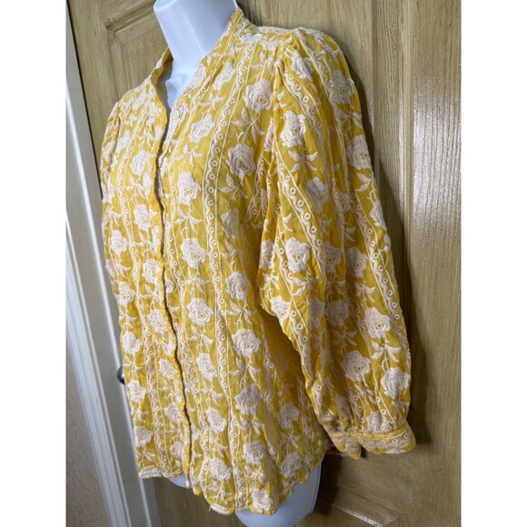 Pilcro Anthropologie Embroidered Shirt La Bella Femme Buttondown $148 Size Large - Picture 3 of 10